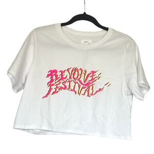 🌟3 for $35🌟 Revolve Festival Cropped White T-Shirt Néon Colors- Size Large- NWT